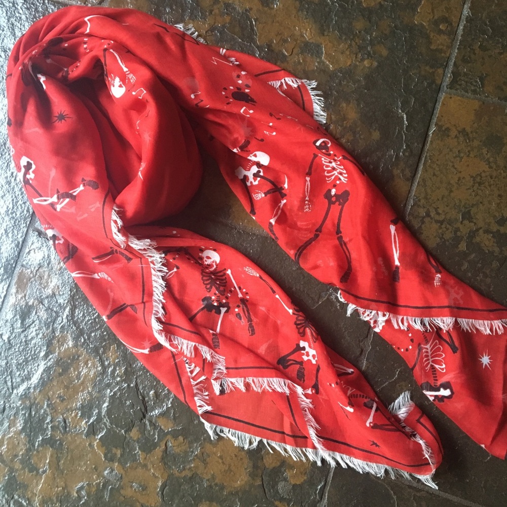 Alexander McQueen Red Skeleton Scarf